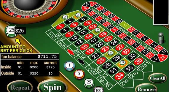 European Roulette online, free Game